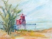 Holland_Harbour_Lighthouse_Aquarellstift